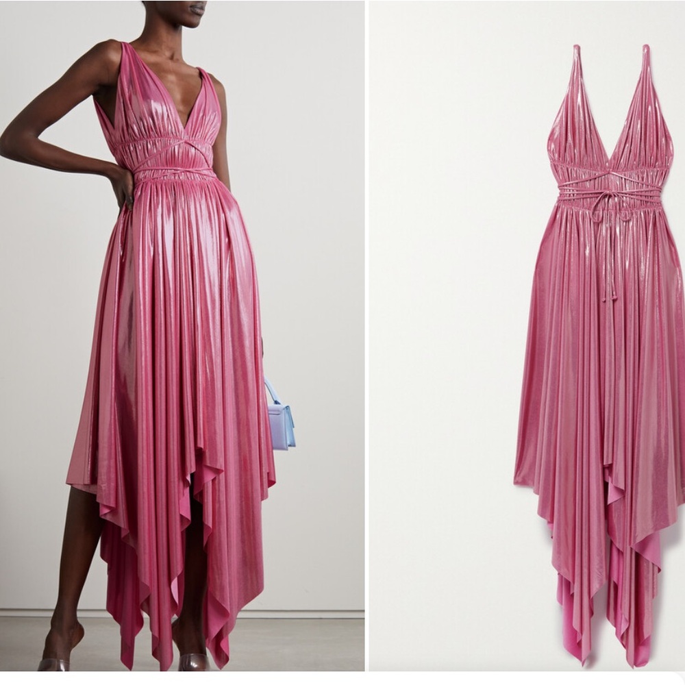 norma kamali goddess dress pink sz 36 usa s